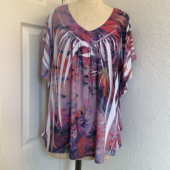 Y2k Suzie in the city graphic burnout butterfly blouse - Picture 1 of 9